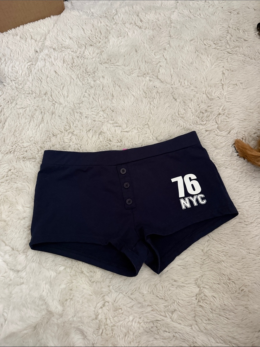 Edikted Navy '76 NYC' Bike Shorts